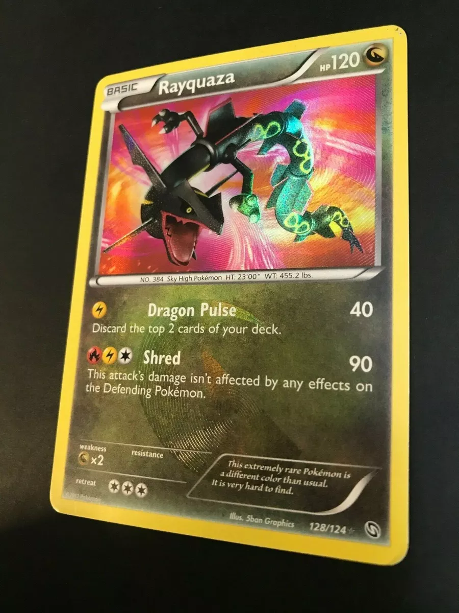 pokemon rayquaza 128/124 Dragons Exalted Ultra Rare Holo Shiny Pokemon Card