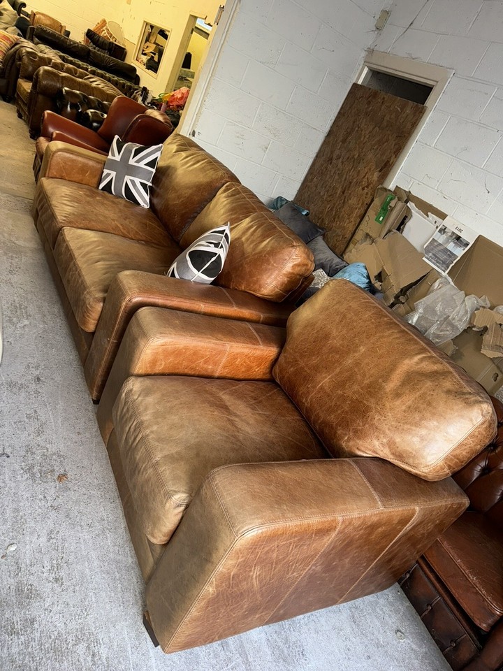 John Lewis Tan Brown Real Leather Large Armchair eBay