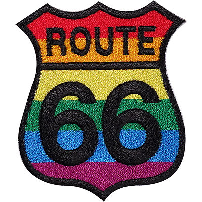Rainbow Route 66 Schild bestickt Eisen/Nähen Patch Gay Pride Flagge Shirt Abzeichen