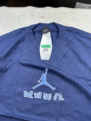 Vintage Men's Nike Air Jordan Get Off My J's UNC Graphic Shirt XL