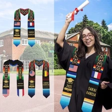 Custom Mexican Graduation Sash, School Name Stole, Class of 2025 Grad Gift