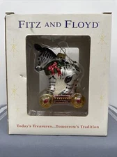 Fitz and Floyd Old Fashion Zebra Glass Christmas Ornament