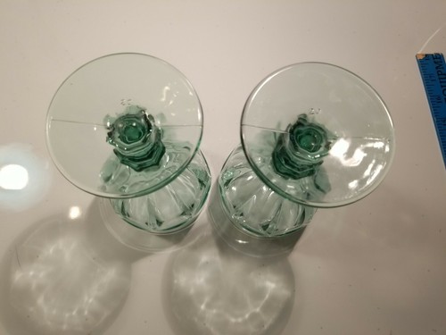 Vintage Set of 4 Libbey Gibraltar Duratuff Green Wine Water Goblets Glasses - Picture 5 of 10