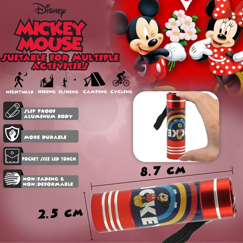 Kids Licensed Disney Cartoons Aluminium 9 LED Torch Light Boys Xmas Gift 8.7cm - Picture 51 of 302