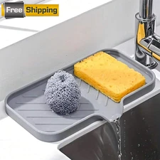 1pc Silicone Sink Splash Guard & Drip Tray, Faucet Sponge Holder for Kitchen/Bat