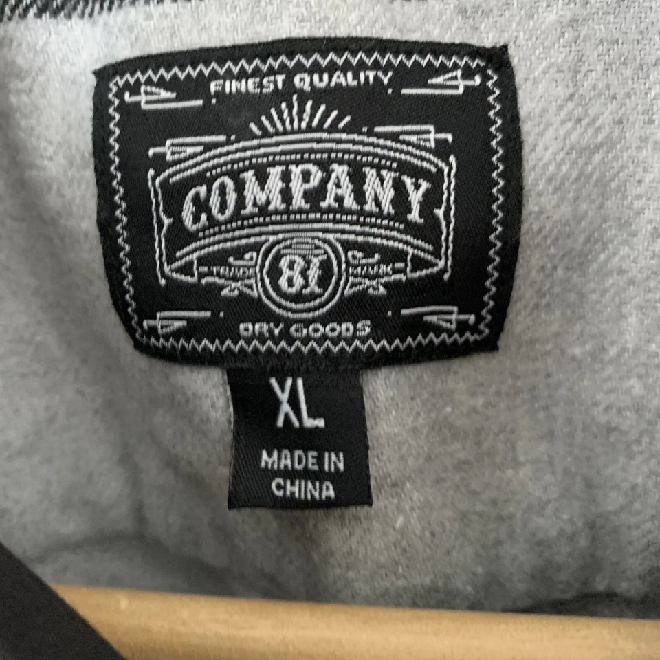 Camisa masculina de flanela Company 81 XL cinza preta listra horizontal botão para cima - Imagem 3 de 4