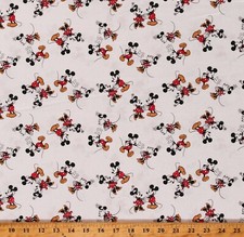 Cotton Mickey Mouse Minnie Mouse Disney Cartoons Fabric Print BTY D579.54