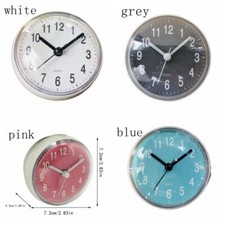 Mini Sucker Wall Clock  Bathroom Kitchen Round Waterproof Small Table Clock.