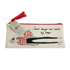 ANN Taylor NWT Small Things Can Make Big Days’ Zippered Make Up Bag Pouch Case