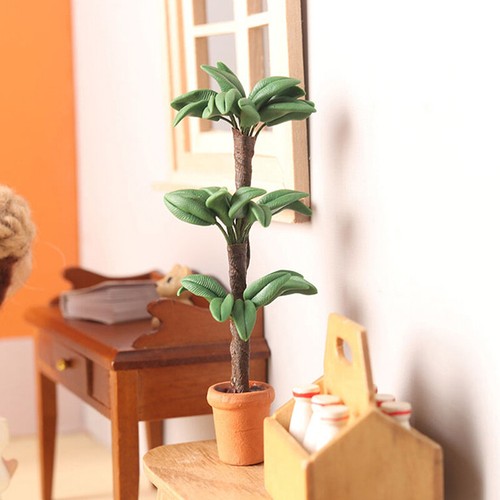 1:12 Dollhouse Miniature Potted Plant Fortune Tree Pot Bonsai Garden Decor Toy - Picture 7 of 10