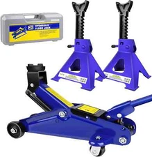 Floor Jack & Stand Combo Low Profile Hydraulic Axle Stand Set Tire Repair Kit