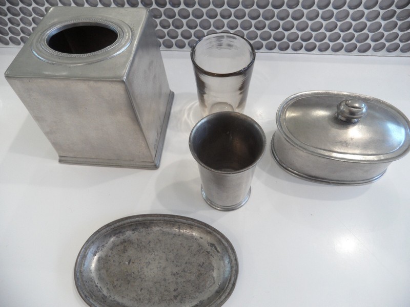 Labrazel Luxury Pewter Tumbler Tissue Cover, Covered Canister Made In Italy ETC.
