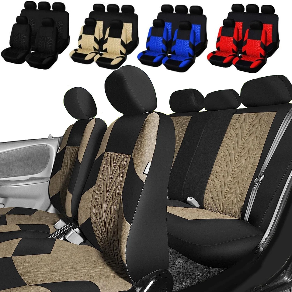 For Dodge Full Set Premium Cloth Car Seat Cover Protector Front Rear Cushion Pad Foto 2 de 4