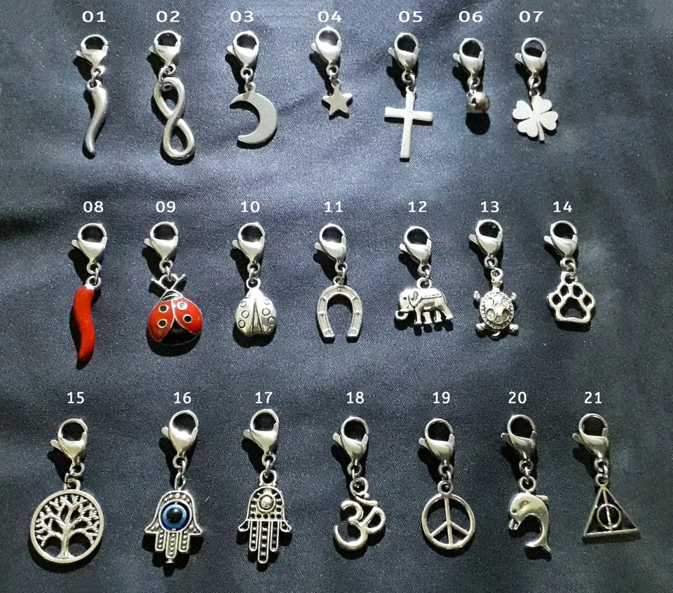 Ciondolo PORTAFORTUNA con clip Moschettone per Bracciale Collana mano di fatima - Immagine 2 di 4