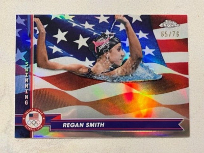 REGAN SMITH 2024 Topps Chrome U.S. Olympic US FLAG Refractor # 65/76