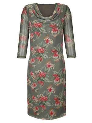 Marken Mesh - Kleid oliv-rose Gr. 40, 44, 46, 48, 50, 52, Gr. 54 