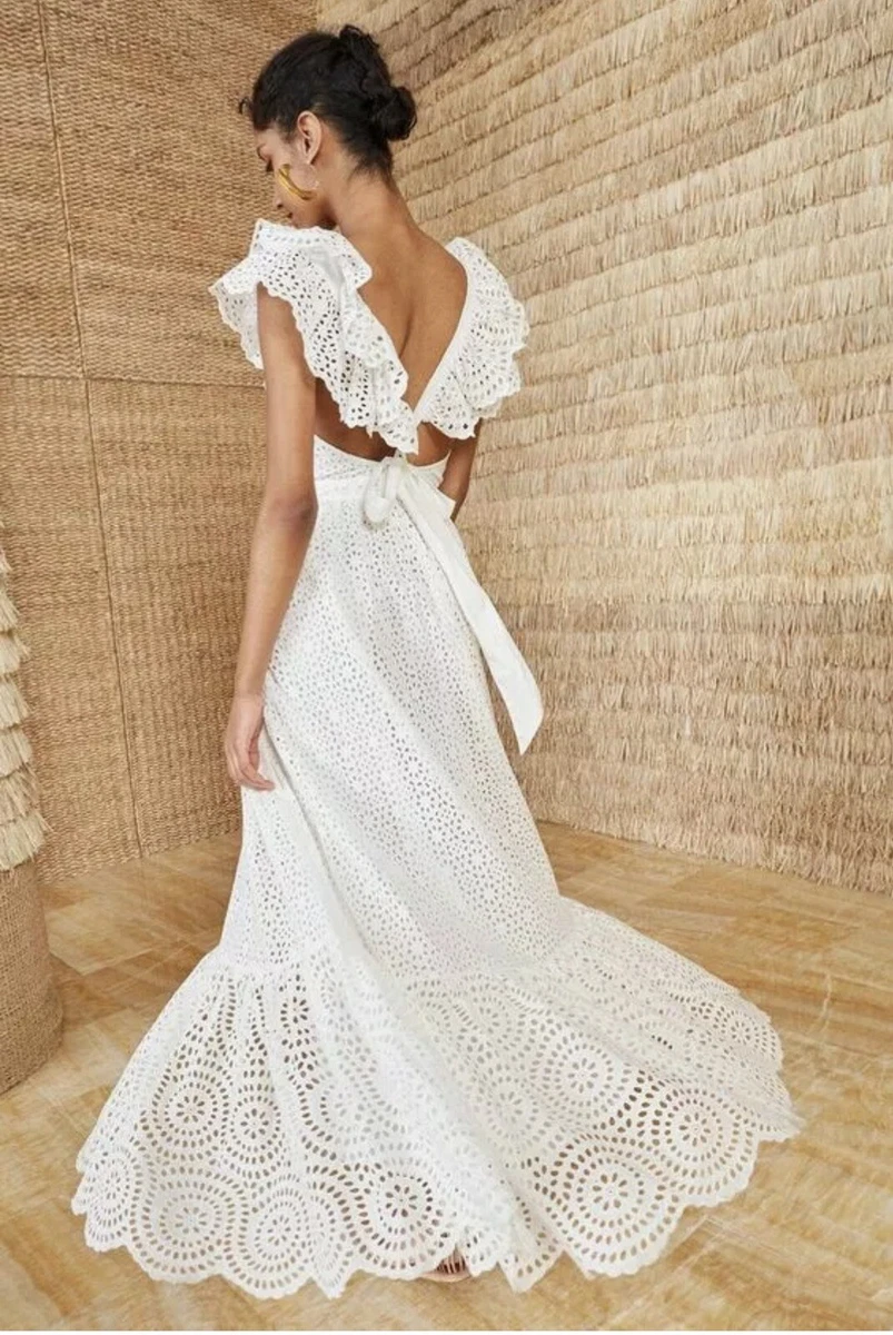 ulla johnson desiree gown white maxi dress size 8 new with tags