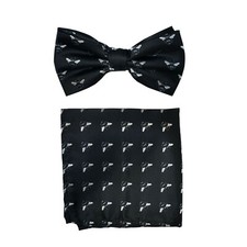 New Men's micro fiber Pre-tied Bow tie  hankie Black bee animal formal wedding