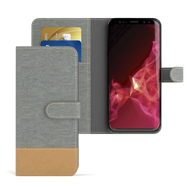 Tasche FüR Samsung Galaxy S9 Plus Jeans Cover Handy Schutz HüLle Case Hellgrau-image
