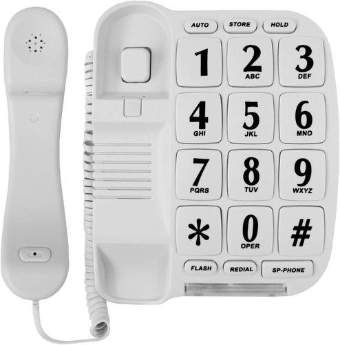 Telefon z dużym przyciskiem na ścianę lub biurko z głośnikiem i pamięcią - Zdjęcie 4 z 7