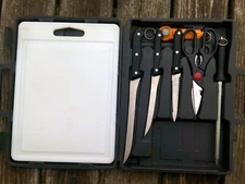 Portable Knife Set With Cutting Board Fishing Hunting Fillet Sharpening Hone