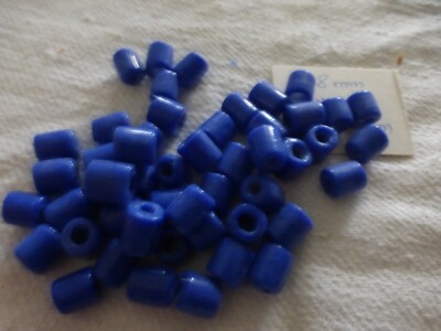 Lot De 30 Perles Tubes En Verre Vintage - Bleu Translucide - Occasion - Fabrication Inde