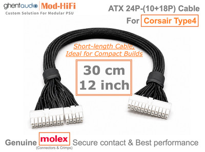  ATX 24-Pin Cable for Corsair Type4 (AX, HX, RMi, RMe, RMx...)- 30cm / 12 inch