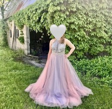 Glamour Pink, silver and gold ombré prom, special occasion dress. Size 10