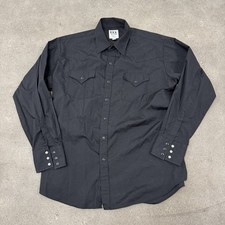 Ely Cattleman Men Button Up Shirt XL Black Western Pearl Snap
