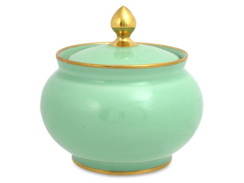 NEW Limoges Legle Water Green Sugar Bowl Gold Rim - Picture 1 of 1