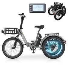 Electric Trike for Adults, 500W Folding 3 Wheel Electric Bicycle Motorized