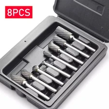 8Pcs Tungsten Carbide Burrs Rotary Burr Set Head 1/4'' Shank Die Grinder Bit