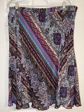 Lane Bryant Womens 18/20 Pull On Skirt Multicolor Paisley Abstract