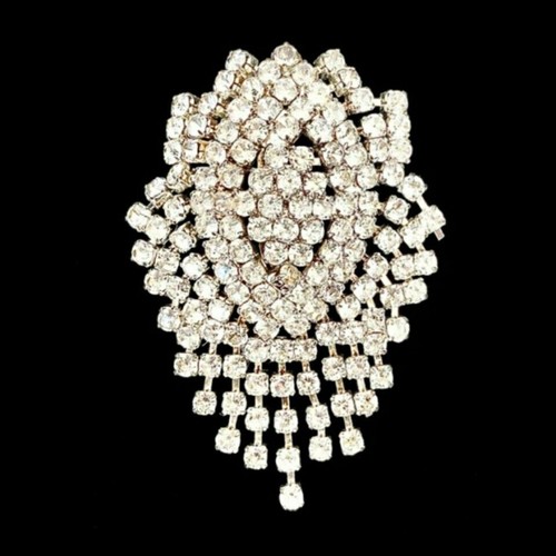 Vintage Rhinestone Brooch Dangle Waterfall Art Deco 1940s Art Nouveau Deco GIFT