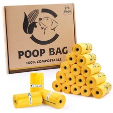 Compostable Dog Poop Bags, 270 Count, Leakproof Easy Open, Unscented