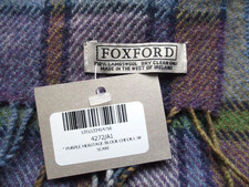 Foxford Purple Heritage Block Check 100% Lambswool Scarf NEW with Tag IRELAND