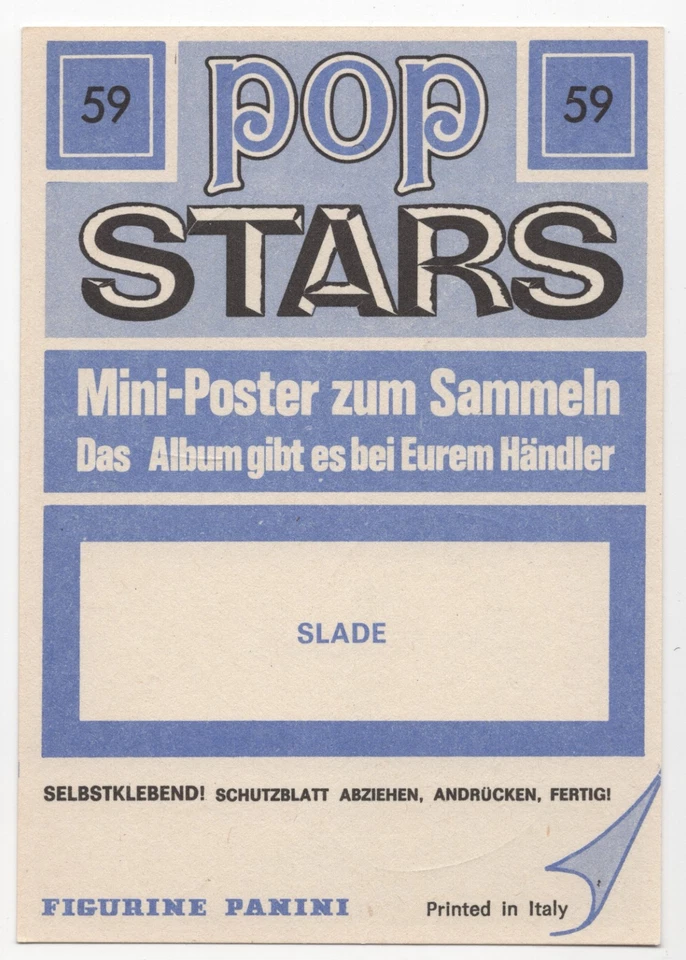Slade Card Panini Pop Stars Sticker 1975 Mini-Poster #59 Vintage Glam Rock - Image 2 of 2