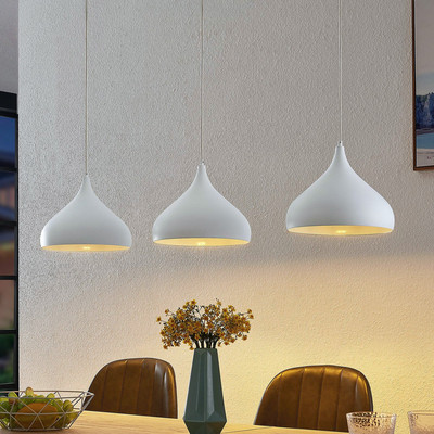 Lindby Elamira Pendelleuchte Deckenlampe Hängeleuchte Lampe 3-fl E27 weiß m899