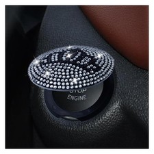 Bling Car Push to Button Cover, Rhinestone Ignition Button Protective Cap, Di...