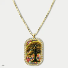 Gorgeous Colorful Tree of Life Pendant Necklace Chain Image Dog Tag Chain Gift D
