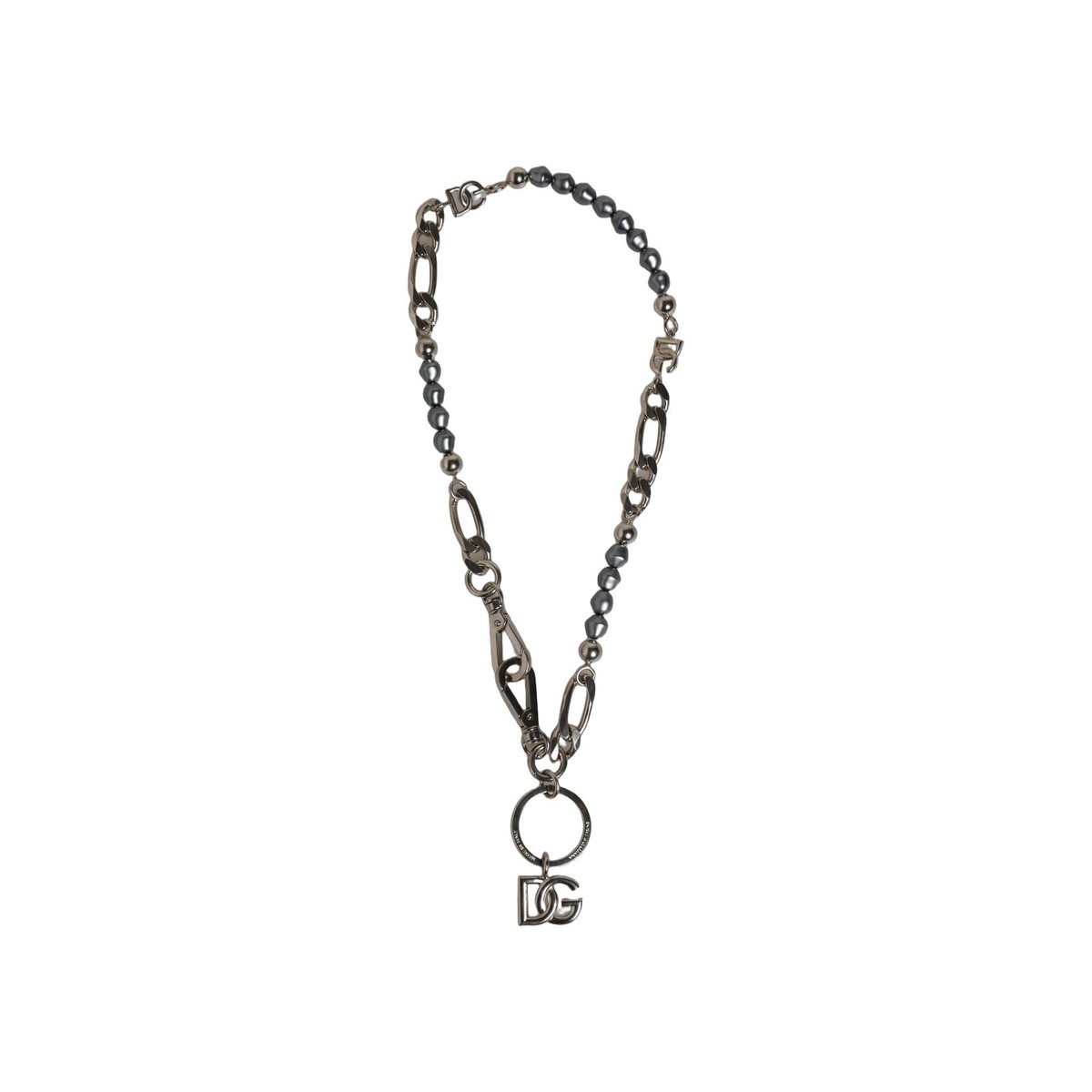 DOLCE & GABBANA Necklace Silver Tone Chain Signature DG Logo