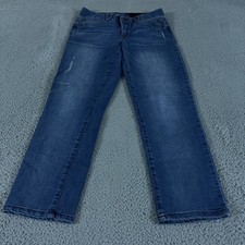 Democracy Ab Solution Jeans Womens 4 Petite Blue Straight Medium Wash Stretch
