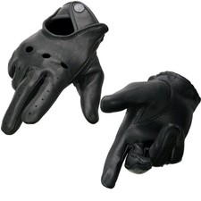 SH869 Men's Black Deerskin Leather Unlined Professional Driving Gloves - Large