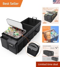 Large Capacity Suv Trunk Organizer With Sturdy Construction - 3 Compartments