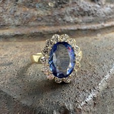 4.42Ct Oval Cut Natural Blue Sapphire Diamond...