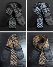 Zigzag Diamond Woven Guitar Strap Black Buckle