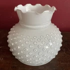 VTG Milk Glass hobnail Ruffled Hurricane Lamp Shade 6 7/8" Fitter