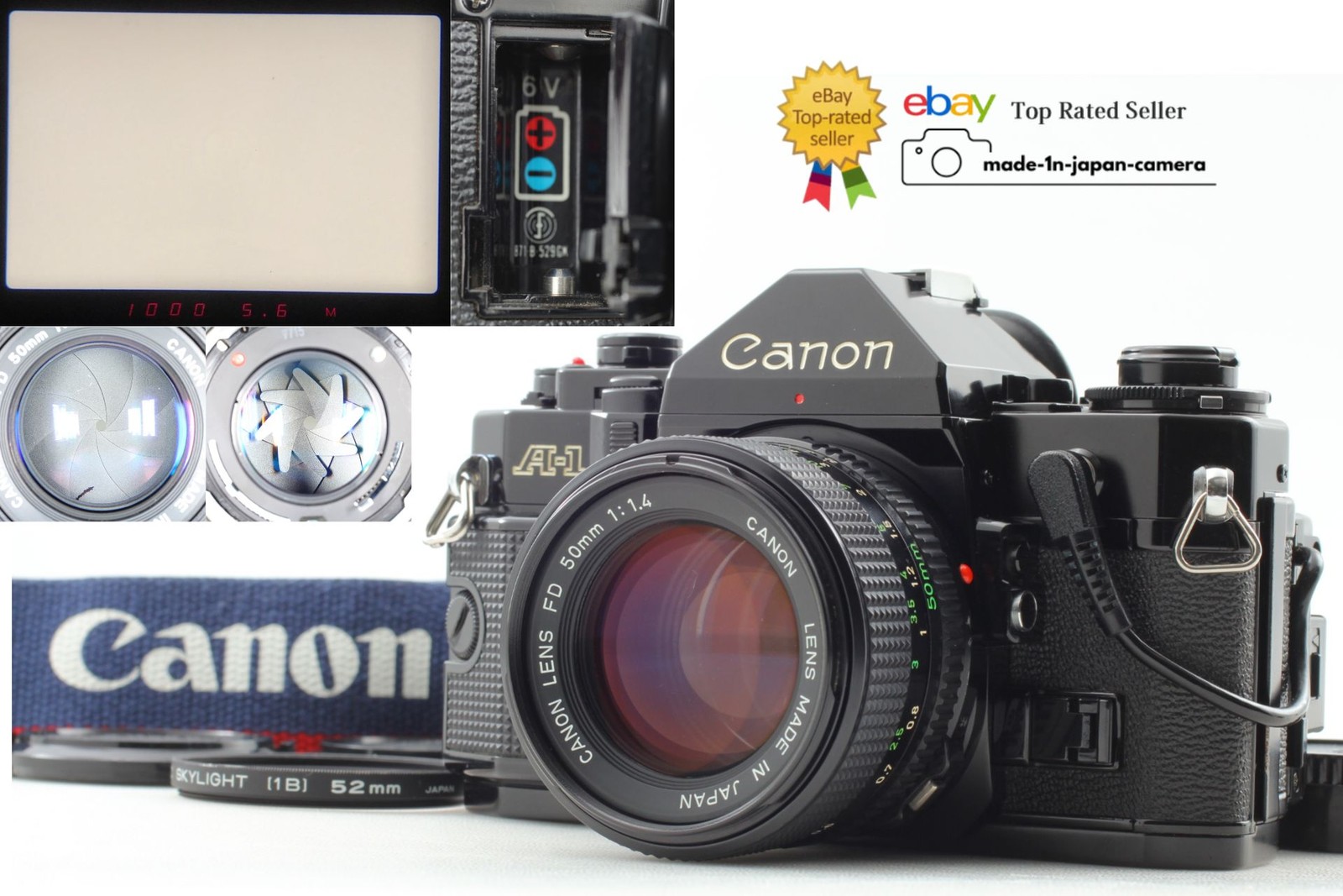 *Ecc + 5 con cinturino * Canon A-1 fotocamera reflex pellicola 35 mm nuovo...