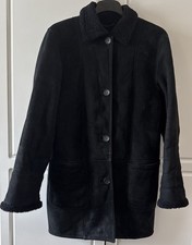 Sawyer of Napa Vintage Womens Size 6 Black Shearling Rancher/Blazer Coat-OKUC