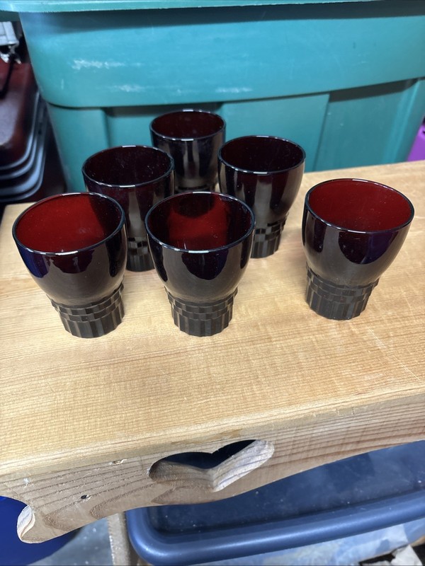 Vintage  Anchor Hocking Royal Ruby Red Windsor Tumblers, Set of 6 Juice Glasses